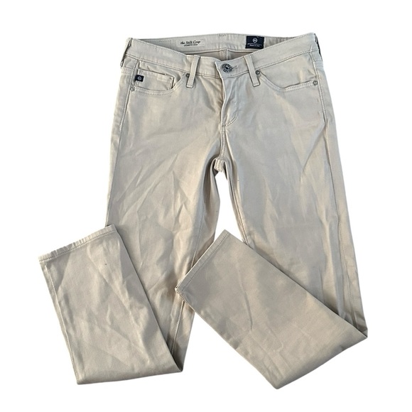 AG Adriano Goldschmied Stilt Cigarette Crop Tan Khaki Pants Womens 24 - Picture 1 of 6